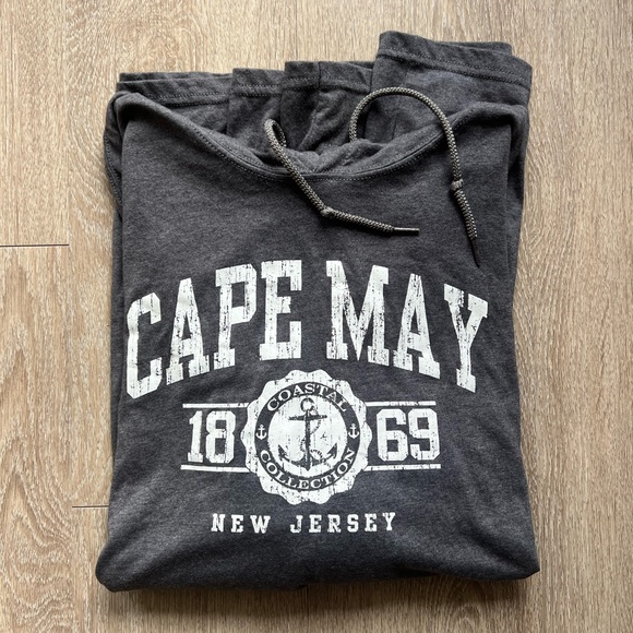 Cape May New Jersey Lightweight Long Sleeve Pullover Hoodie XXL Gray Unisex Cozy - Picture 6 of 7